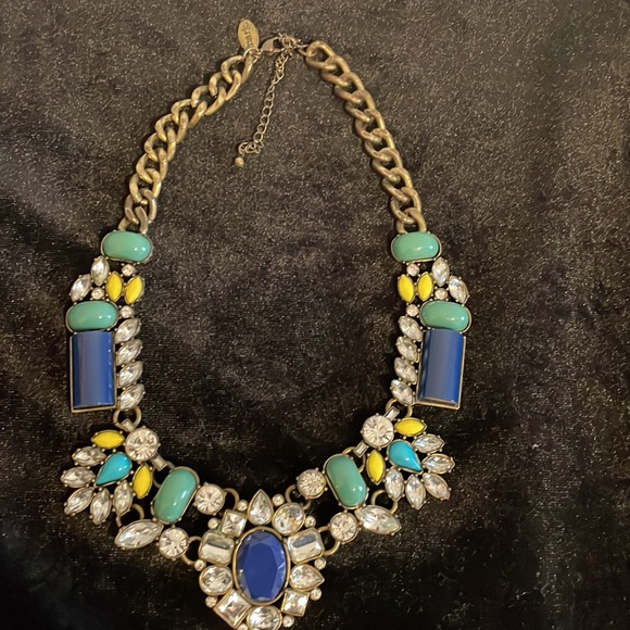 Beautiful chunky statement necklace blue stones and rhinestones - Picture 3 of 4